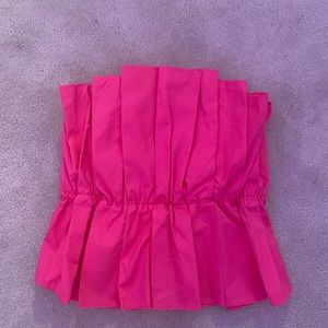 Pink strapless crop top